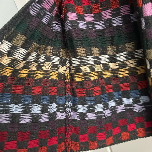Talbots Vintage Hand Knit Rainbow Checkered Cardigan Button Sweater - Picture 3 of 5